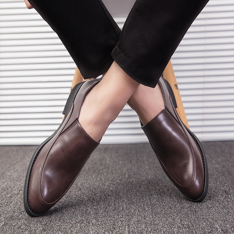 Hommes concise Business Daily Le cuir chaussures marques confortables chaussures douces à glissière