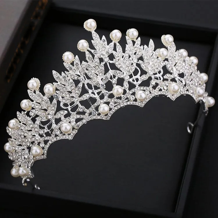 Bröllopskrona Fashion Brudhuvudstycke Hårtillbehör Pärlkronor Huvudsmycken Rhinestone Crown