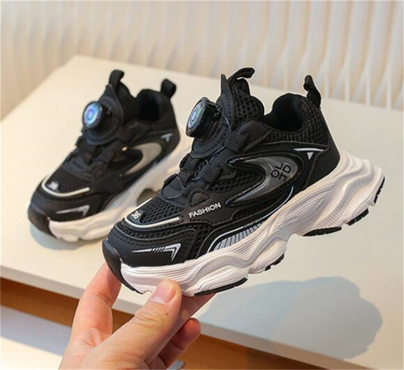 Spring Children's Sports Shoes Rotating Button Mesh Breathable Running Shoes 2024 Boys and Girls sneakers casual shoes size 21-35