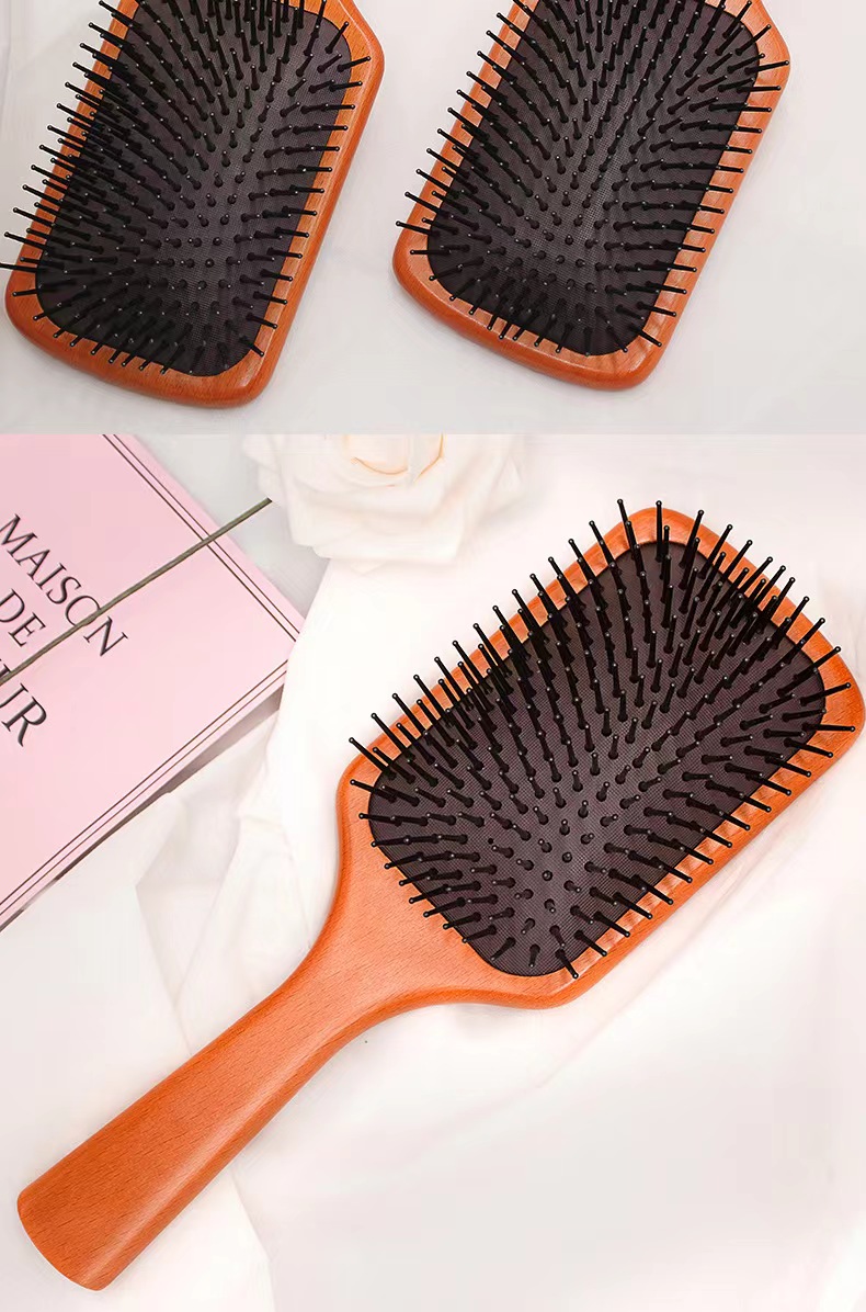 ヘアブラシウッドデタングルブラシカーブブラシマッサージコンボは、女性のためのポータブルヘアブラシをまっすぐに巻き毛スタイリングブラシのためのポータブルヘアブラシ