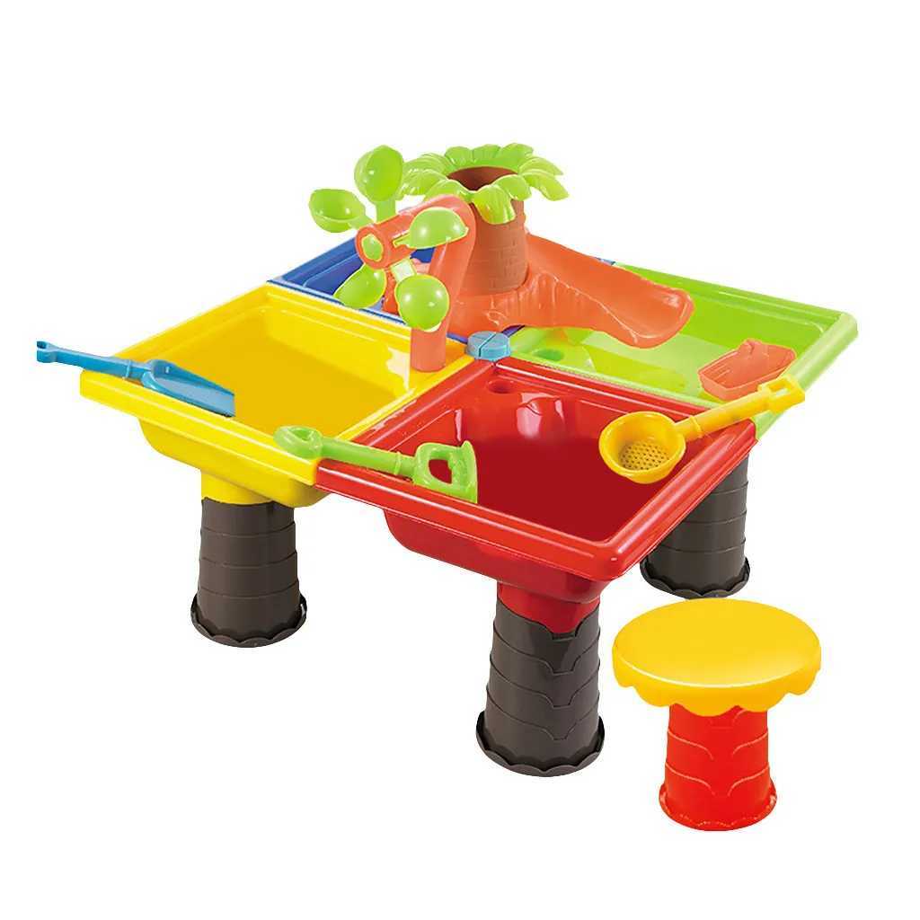 Jeu de sable eau amusant Table d'eau de sable jardin extérieur bac à sable ensemble Table de jeu enfants été plage jouet plage jouer sable jeu d'eau jouer jouet interactif 240321