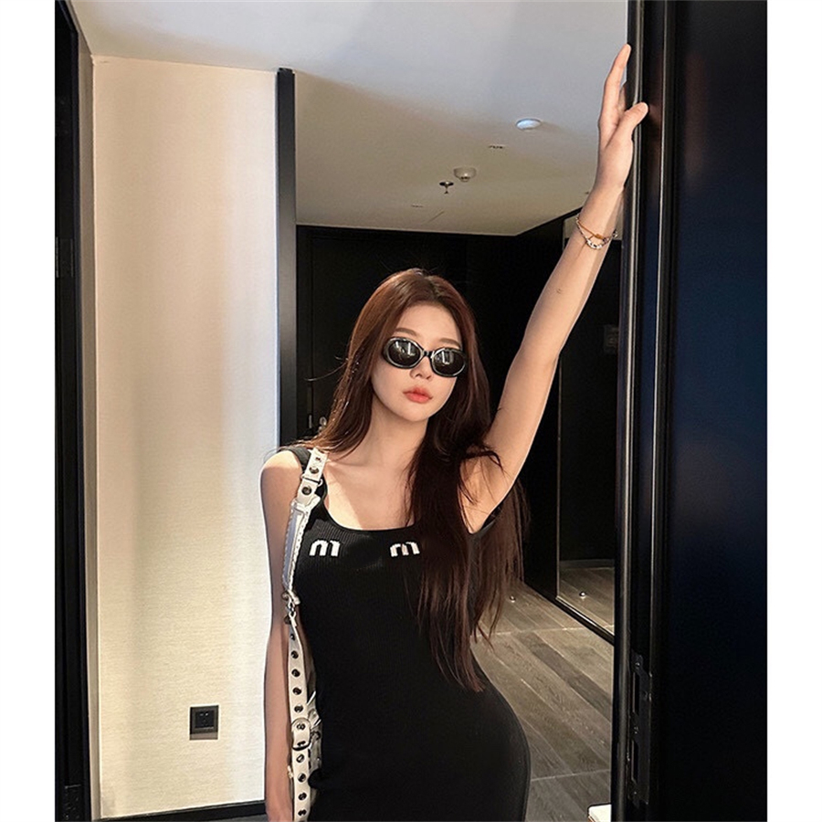 Designer for Women's Dresses Summer dress Black Sexy Tight Tank party dress Fashion Cotton Letter Print Casual U Neck Dresses