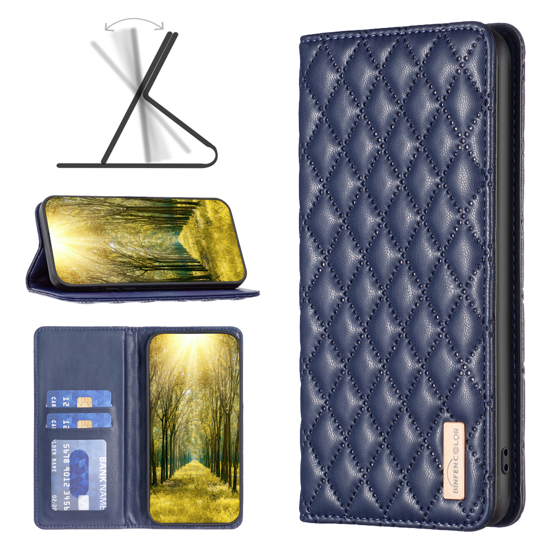 Fundas para Iphone 15 14 13 12 11 X XR XS 8 7 Pro Plus Max Grid Wallet Funda de cuero para teléfono Fundas de lujo