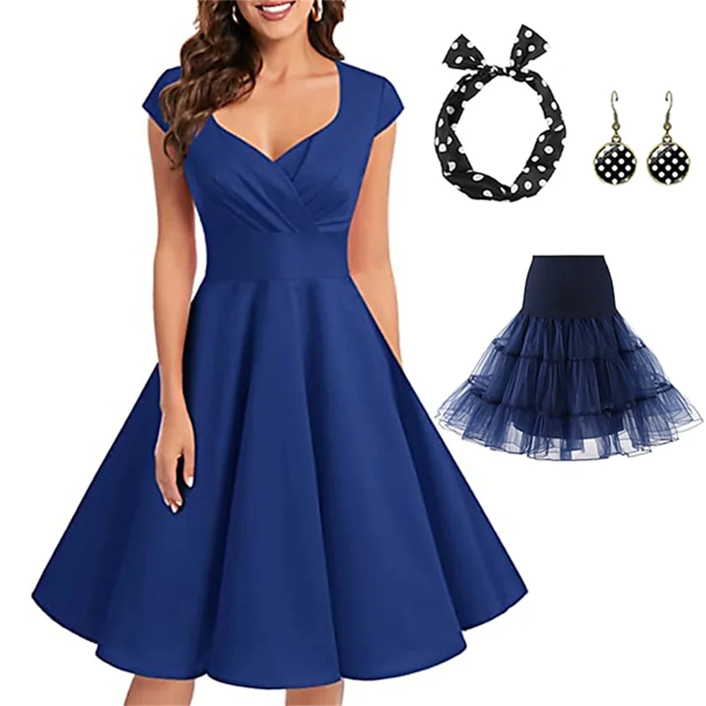 Retro Vintage 1950s A-Line Dress Flare Women's Costume Party Evening Masquerade Dress Christmas Party