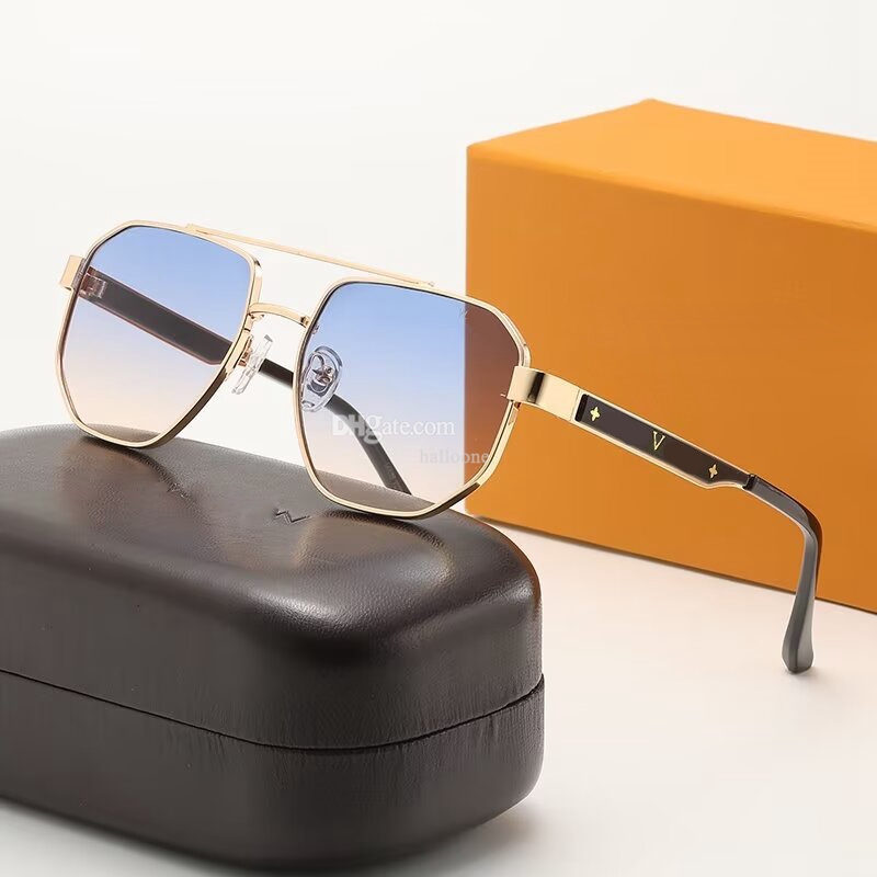 Modische Sport-Sonnenbrille für Männer, Unisex-Büffelhorn-Brille, Designer-Brille für Herren und Damen, randlose Sonnenbrille, silber-goldene Metallrahmen-Brille, Lünetten