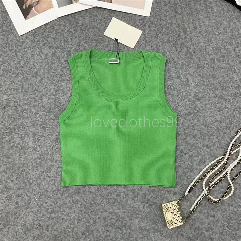Crop Top Women Embroidery Logo Letter Aesthetic Vest Femme Cropped Knit Tank Tops Tight Fashion Tops Female Summer Clotheslowe Tank Top Solid Color Hot Girl Vest