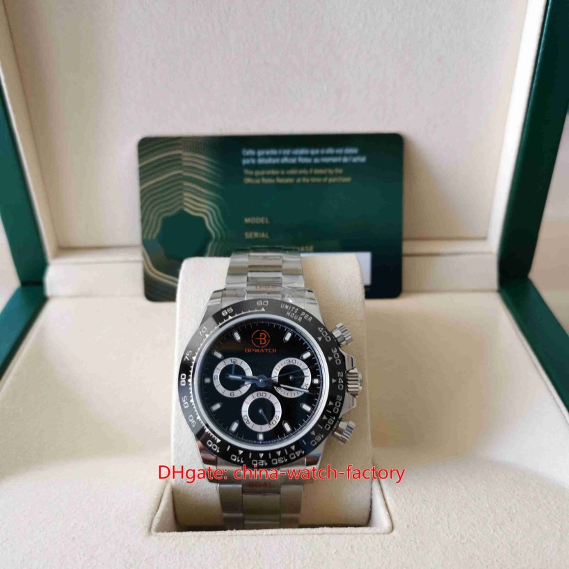 EW Maker Relógio masculino ultrafino 40 mm x 12 5 mm 116500-0002 Cosmógrafo preto 904L relógios de cerâmica de aço cronógrafo ETA 7750 Mechanic353h