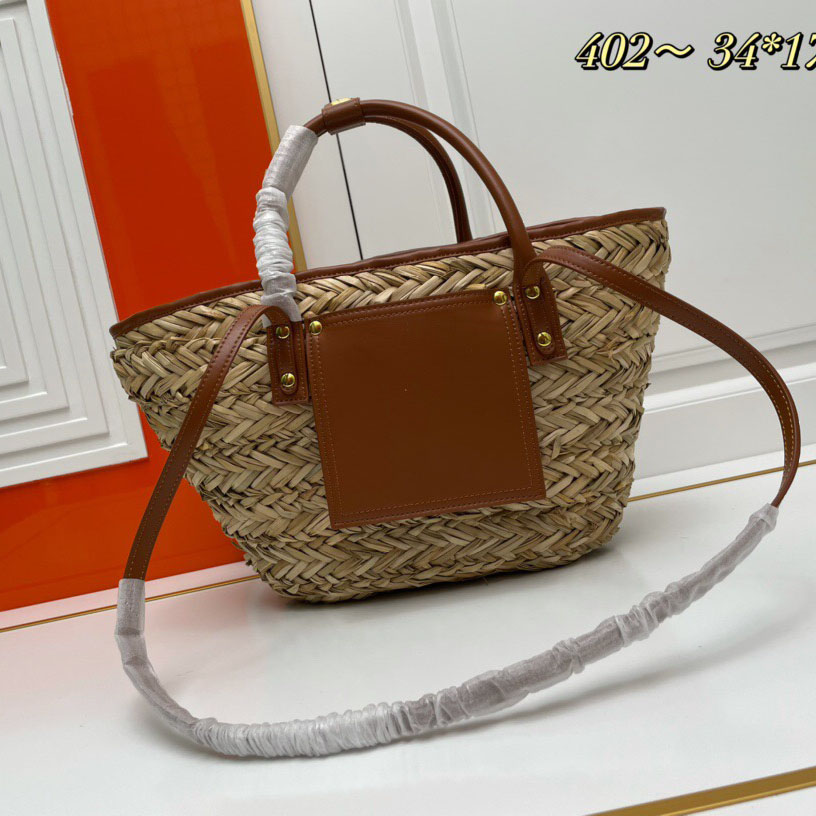 Designer Lafitee Grasss Beach Bag Basket Grass Bag Le Petit Panier Soli Sac à main tendance pour femme Sac à herbe Logo en métal coloré Sac à main à bandoulière tissé à la main Sac de vacances