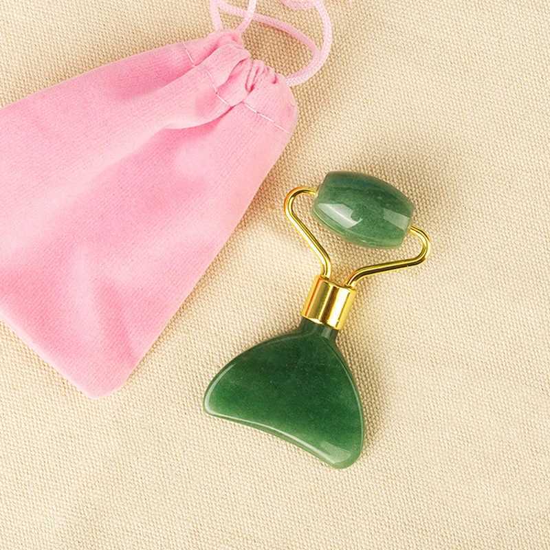 Face Massager Double headed crystal jade roller massage spa natural pink facial massager gua sha natural stone gua sha tool to reduce wrinkles 240321