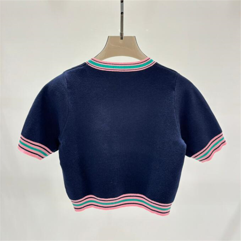 Alta qualidade 2024 camisola feminina designer malhas camiseta manga curta roupas tricô suéteres primavera e verão carta alta moda roupas tamanho S-L