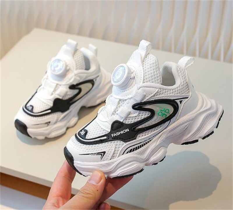 Spring Children's Sports Shoes Rotating Button Mesh Breathable Running Shoes 2024 Boys and Girls sneakers casual shoes size 21-35