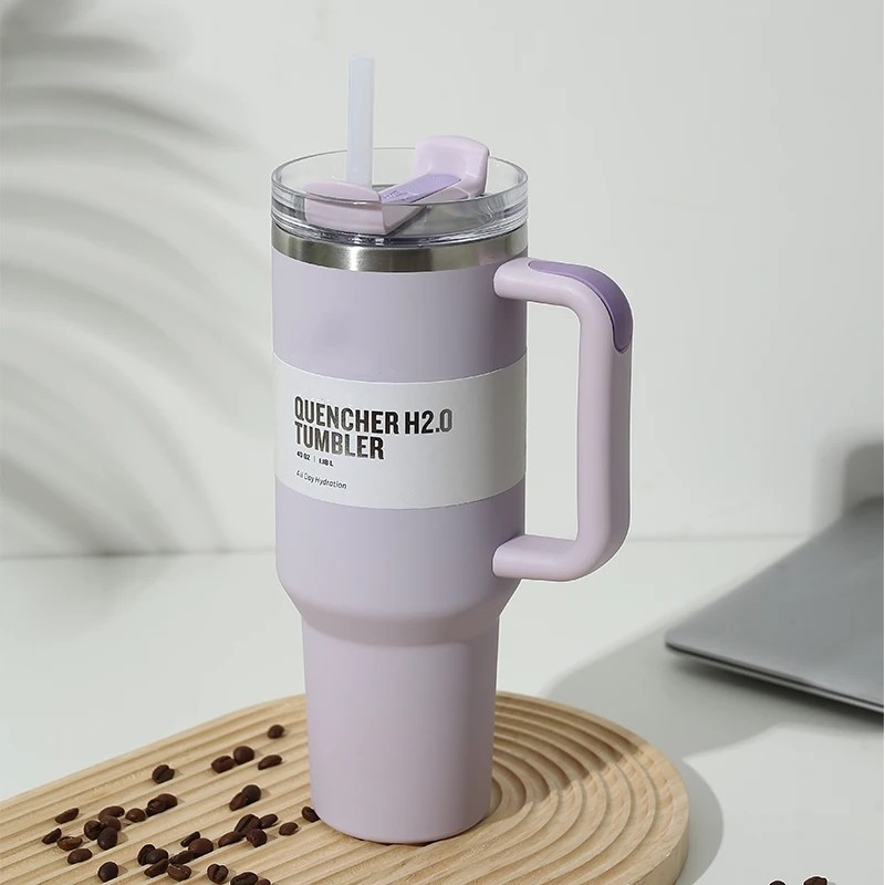 New H2.0 40oz Quencher Stainless Steel Tumblers Cups With Silicone Handle Lid and Straw 2nd Generation Car Mugs Vacuum Insulated Water Bottles with 1:1 LOGO