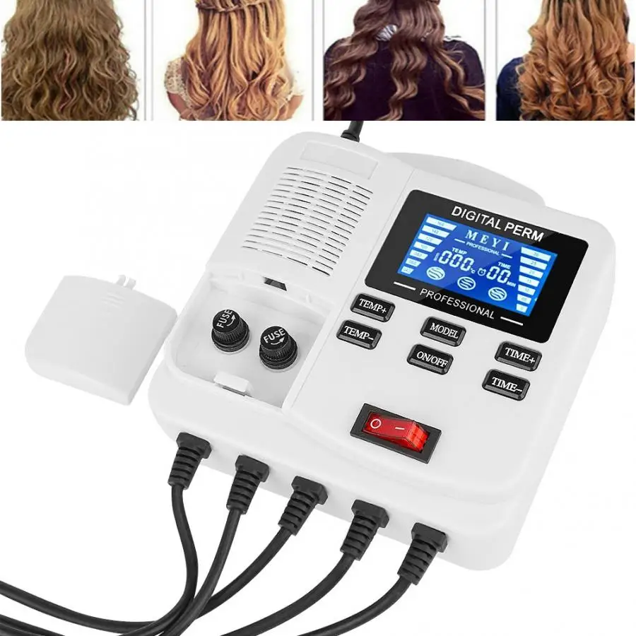 Outils Petite machine portative de permanente de cheveux de chauffage de PTC numérique avec 25 pièces outils de coiffure de rouleau de cheveux pour le salon de coiffure