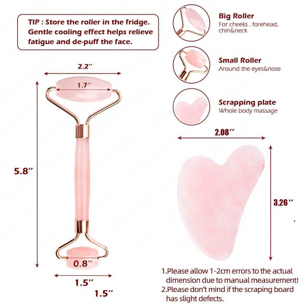 Ansiktsmassager Rose Quartz Powder Crystal Roller Massage Spa Center Natural Pink Facial Massager Guasha Natural Quartz Tool Guasha Facial Massage 240321