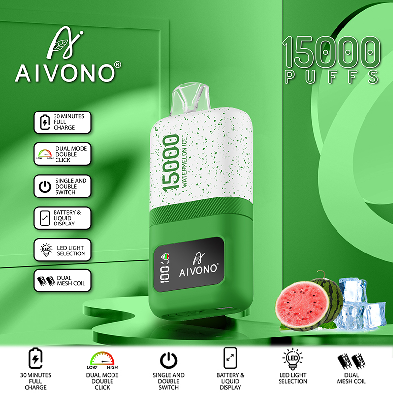 Originele AIVONO Magic 15000 Rookwolken Wegwerp E-sigaret Vape-pen met oplaadbare 500mAh-batterij 20ml Display Pod Enorme dampapparaat 15000puff Dual Mode