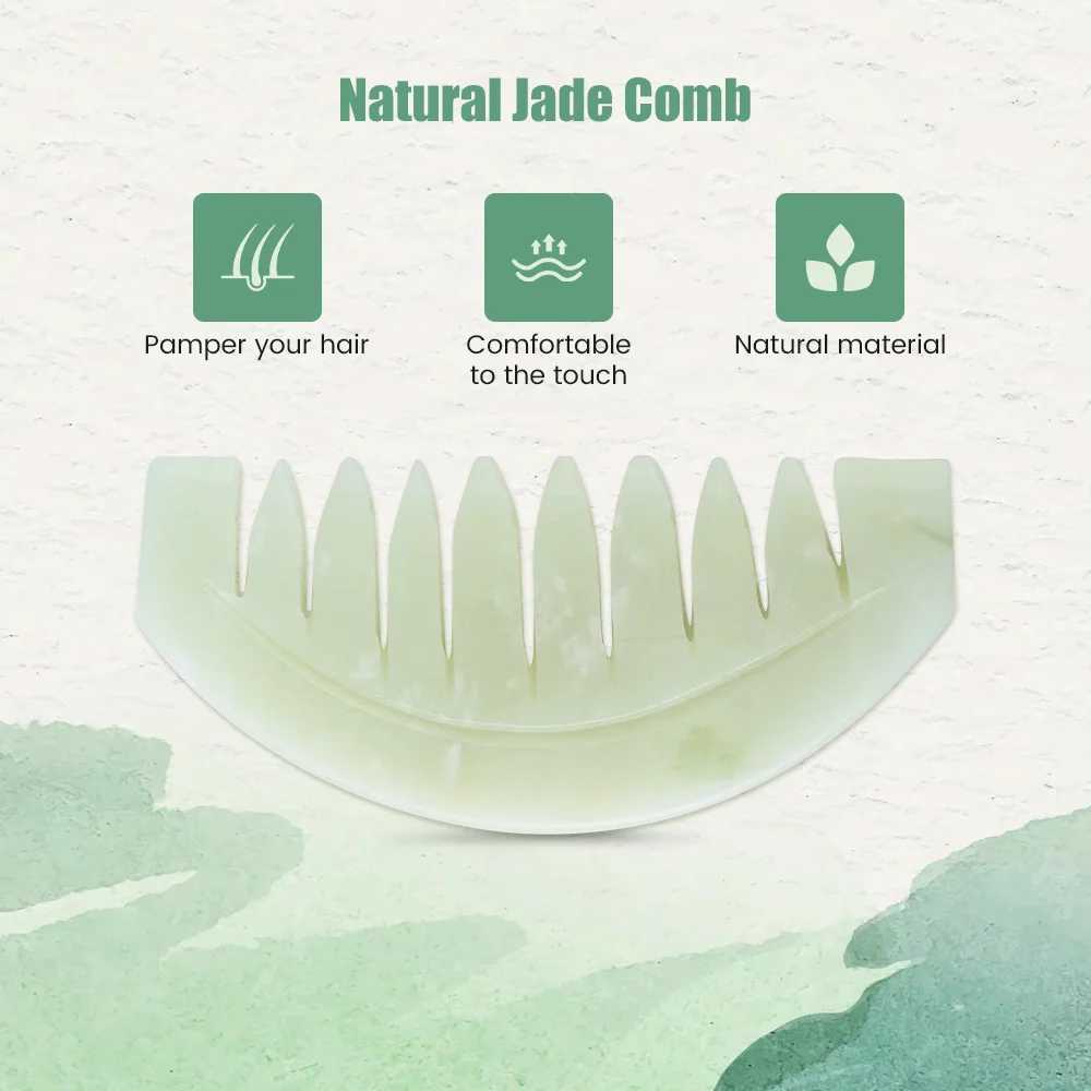 Massageador facial jade para mulheres, cuidados com o couro cabeludo, pente natural, placa de areia, escova de cabelo, raspador de pia, máquina de massagem de jade 240322