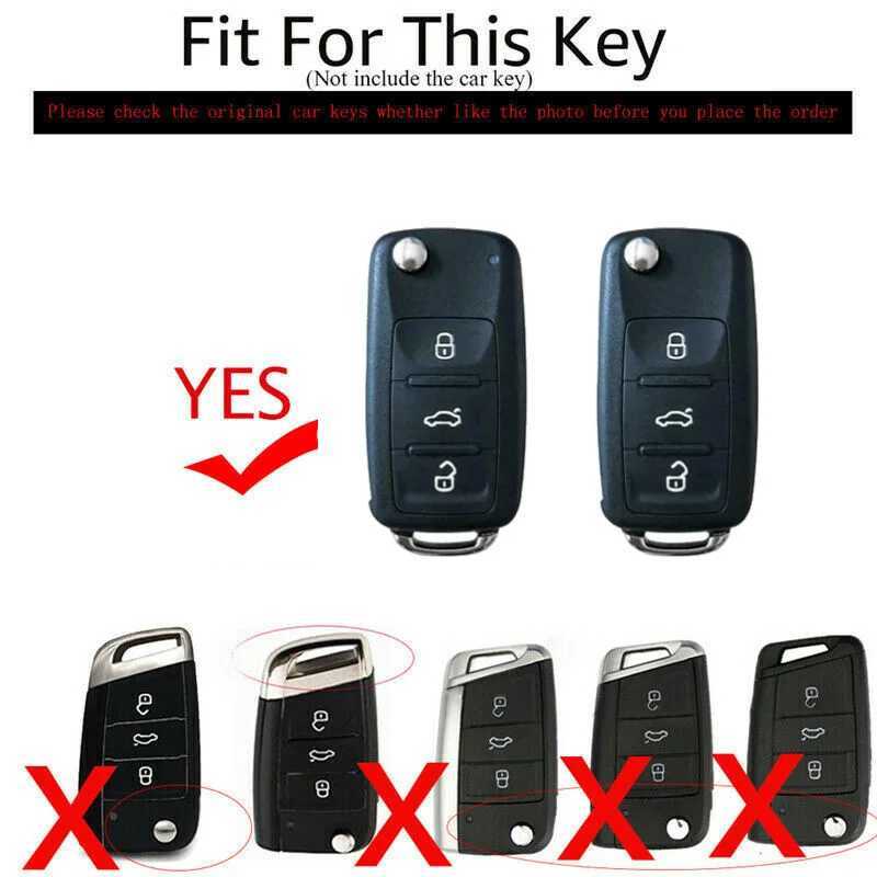 Car Key Trekking Poles New Metal Car Key Full Cover Case Shell Protective Bag for Polo VW Golf 7 Passat Tiguan Scirocco Skoda Octavia SeaL2031228