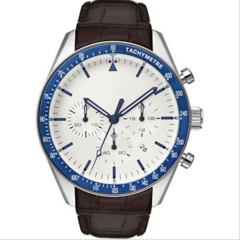 2019 montre pour hommes trophée pour hommes cadran blanc chronographe montre à quartz avec bracelet en cuir 1513629241g