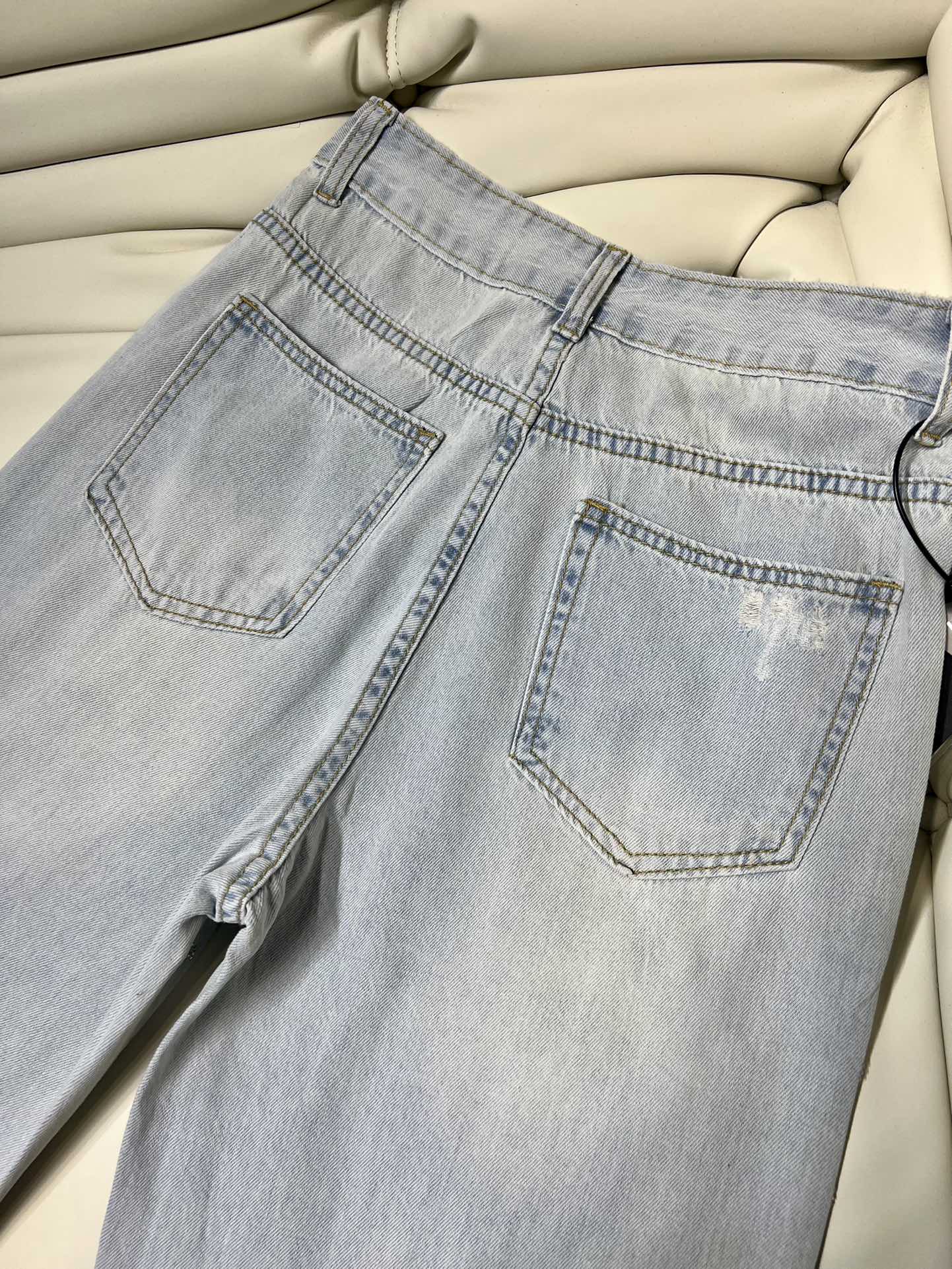 2024 azul frete grátis em linha reta solta jeans feminino designer contas carta bordado calças jeans femininas 3219