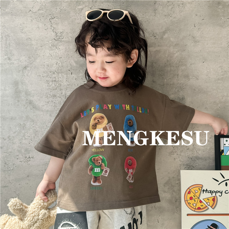 Kinder cartoon brief gedruckt T-shirt jungen kurzarm baumwolle casual tops 2024 sommer kinder lose sport shorts Z7282