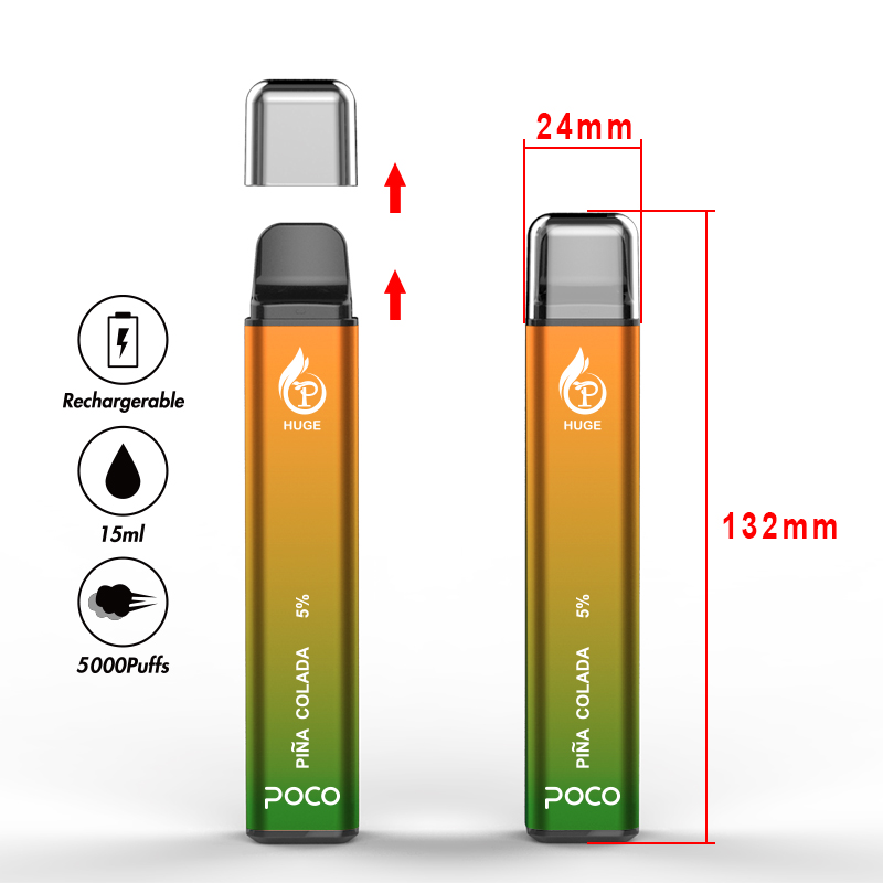 Armazém dos EUA Poco Enorme bobina de malha de 5000 baforadas Cigarro eletrônico vape descartável com bateria de 950mah e cartucho de 15ml pod armazém local dos EUA vaper