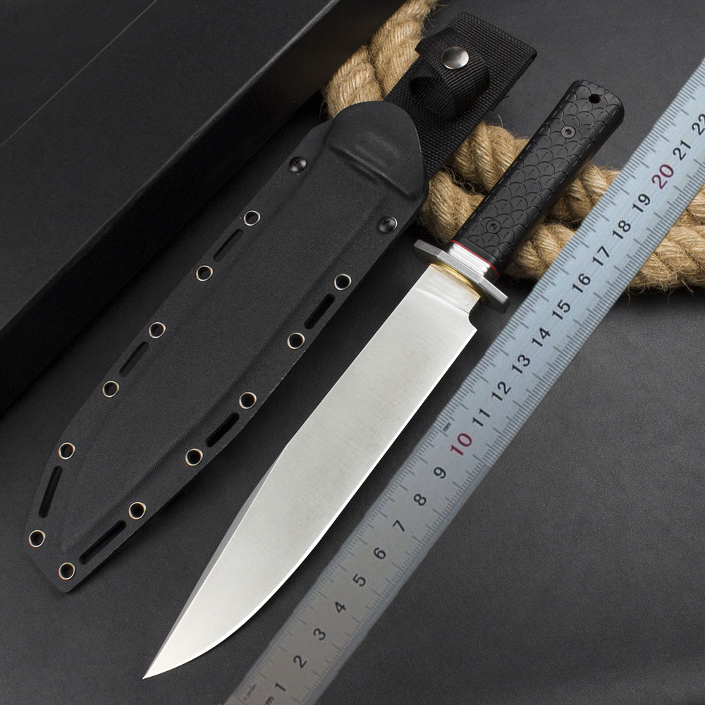 Speciale aanbieding H3888 Hoogwaardig recht mes 9Cr18Mov Stone Wash Bowie Blade Zwart G10-handvat Outdoor Camping Wandelen Survival Vaste mesmessen met Kydex