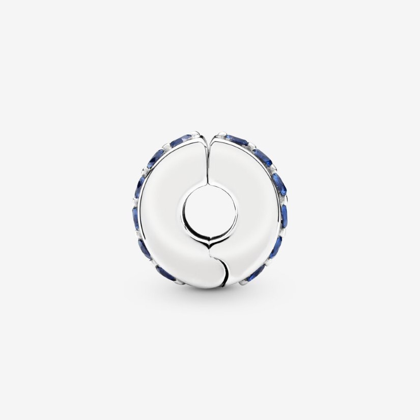 Abalorios de Clip de brillo azul de plata de ley 100% 925, accesorios de joyería de moda para pulsera europea Original, 209t