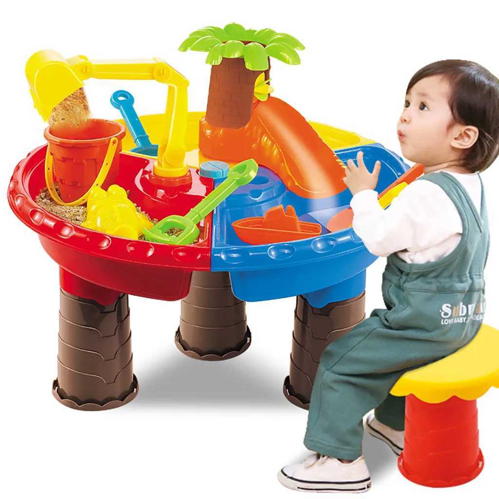 Giochi con la sabbia Divertimento in acqua Tavolo con acqua con sabbia Set con sabbiera da giardino all'aperto Tavolo da gioco bambini Gioco da spiaggia estivo Gioco da spiaggia Gioco con acqua di sabbia Gioca con il giocattolo interattivo 240321