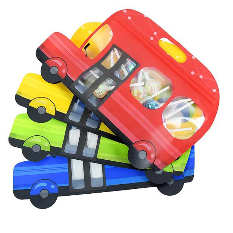 Construction Truck&Bulldozer Excavator&Police Car&fire Engine Shape Candy Cookie Bags Kid Birthday Xmas Party Gift Zipper Bags