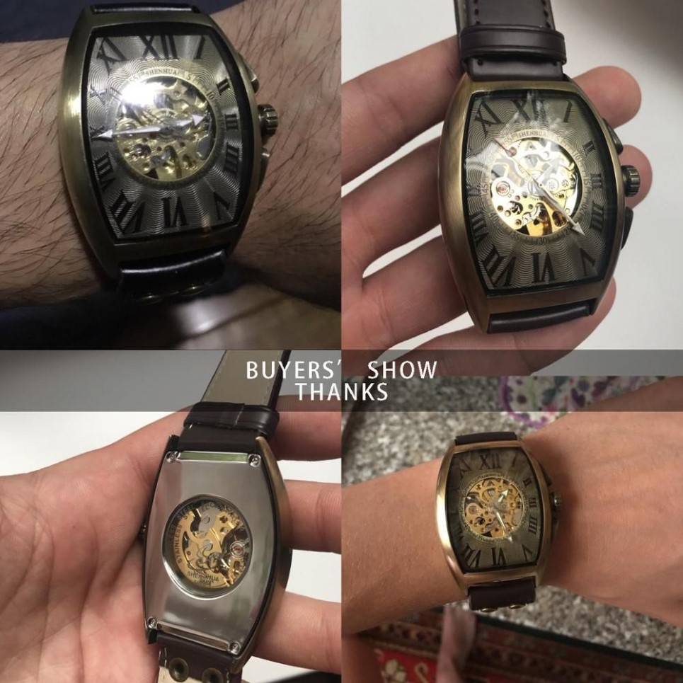 Shenhua 2019 Vintage Automatische Horloge Mannen Mechanische Horloges Heren Mode Skeleton Retro Bronzen Horloge Klok Montre Homme J190224e