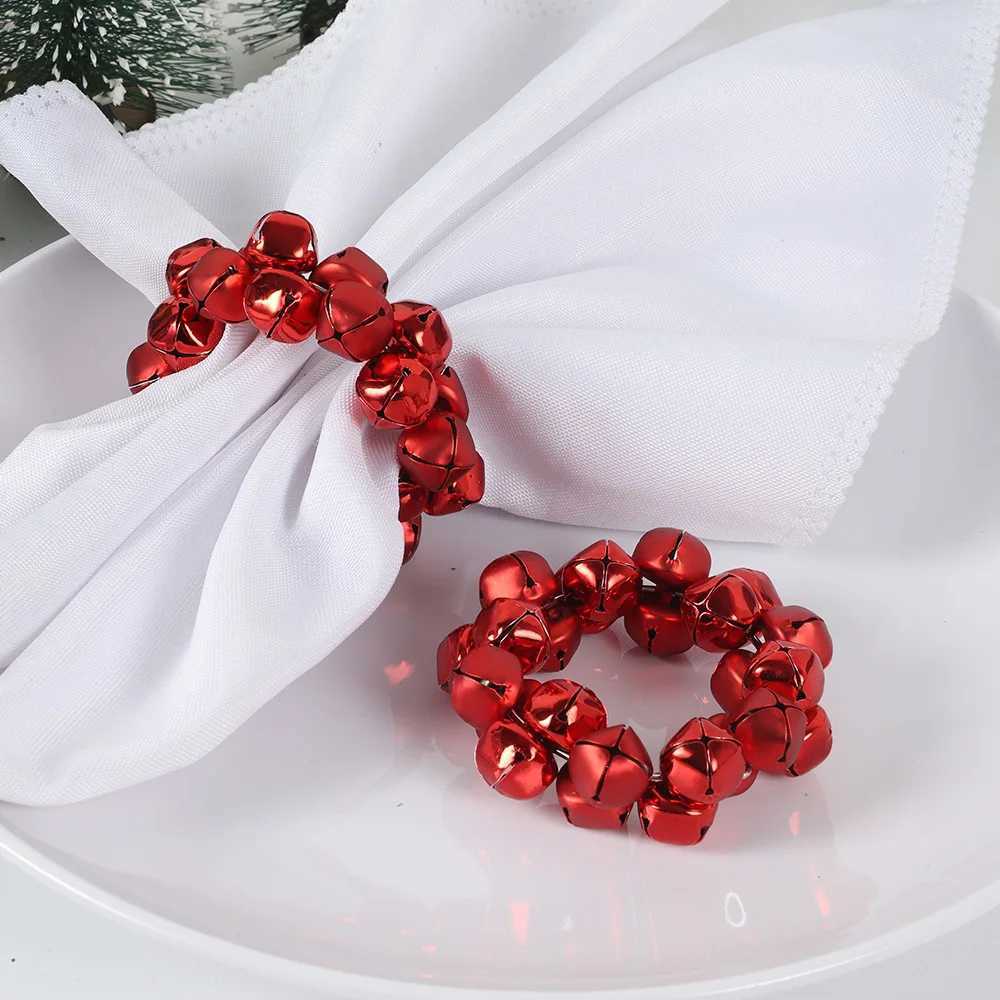 Towel Rings Christmas Metal New Colorful Bells Napkin Ring Table Setting Dining Kitchen Party Table Decor Napkin Buckle 240321