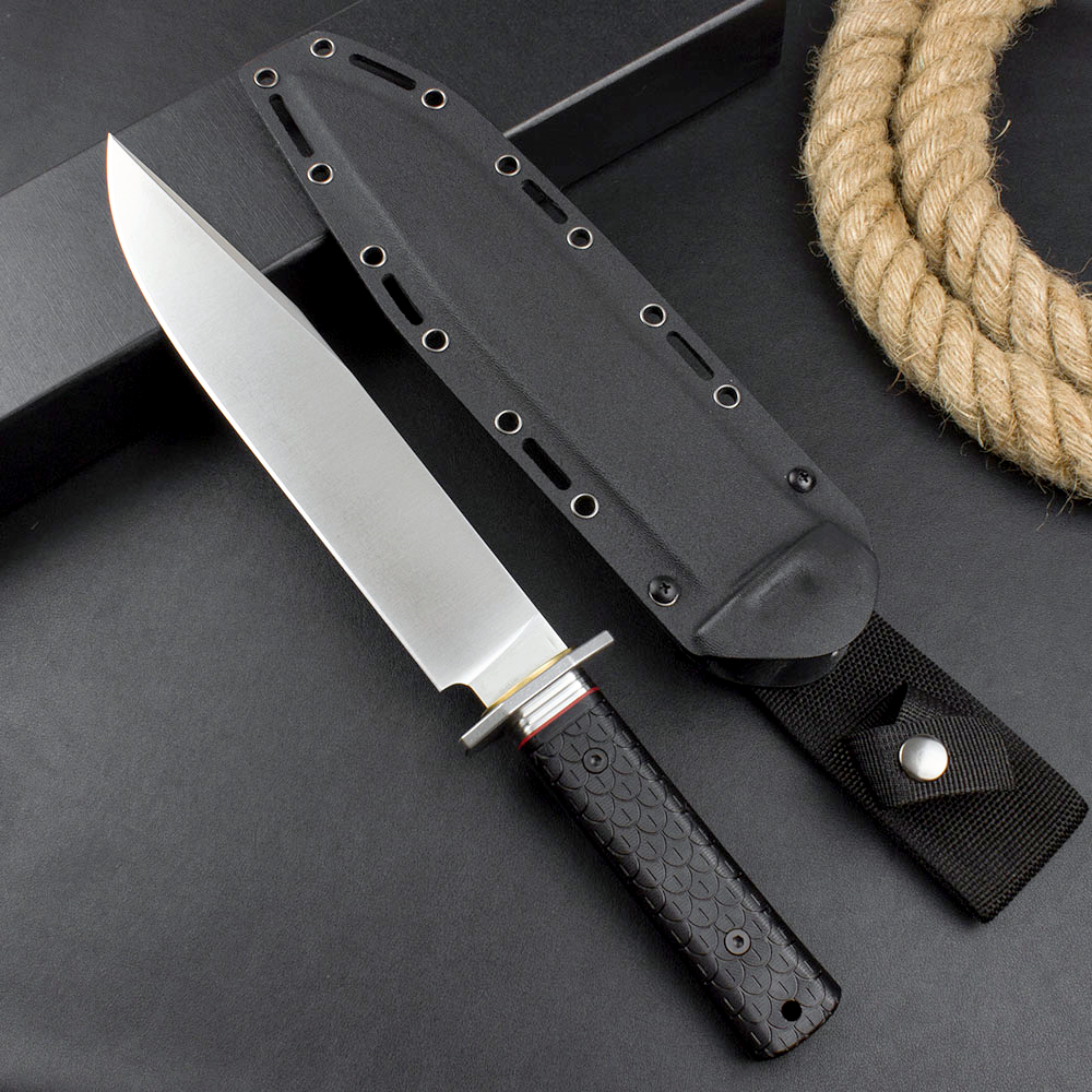 Couteau droit haut de gamme H3888 de haute qualité 9Cr18Mov Stone Wash Bowie Blade Black G10 Poignée Camping en plein air Randonnée Survie Couteaux à lame fixe avec Kydex