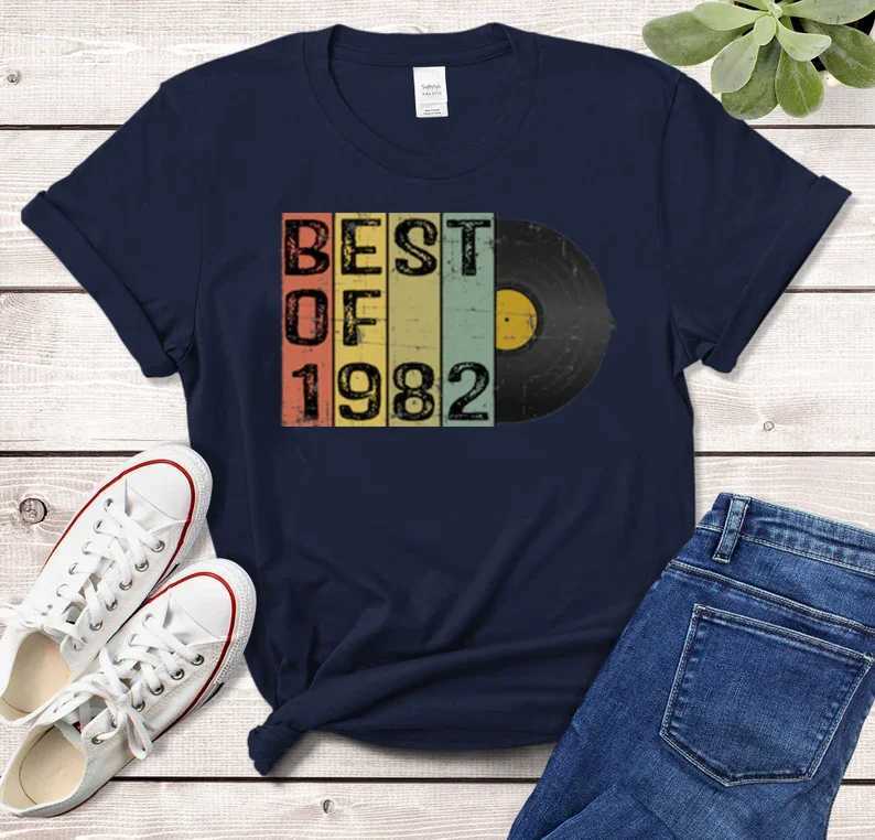 Camiseta feminina 1982 melhor festa masculina 40º aniversário camisa 100% algodão roupas de rua mulheres camiseta de manga curta top 240322