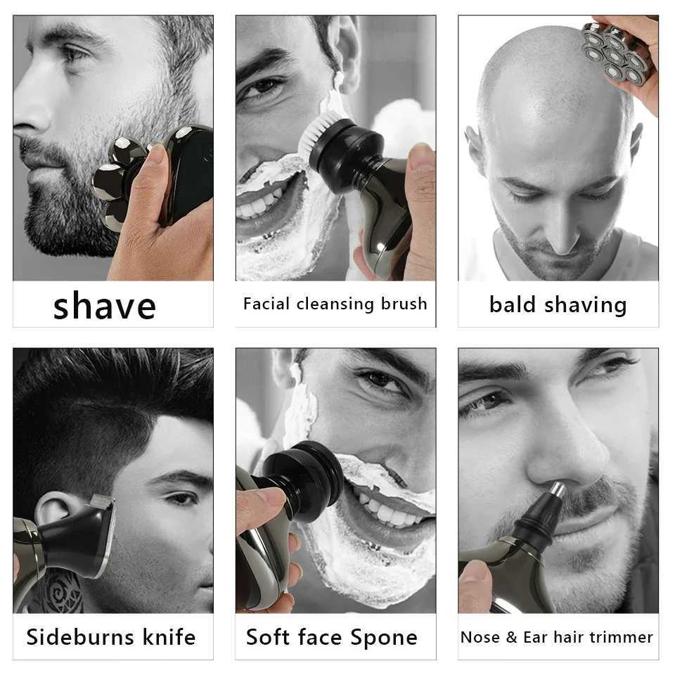 Electric Shavers Electric Golarka wielofunkcyjna USB TRIMER TRIMER MENS NOWOŚĆ SHAVER MENS 7D Niezależne 7D-Blade Floating Head Wodoodporność 240322