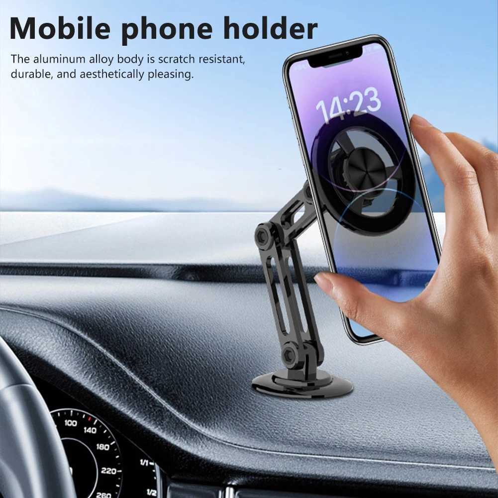 Cell Phone Mounts Holders Smartphone Stand Strong Suction Magnetic Cellphone Support Hands Free Car Navigation Stand Telescopic Foldable Automobile Parts 240322