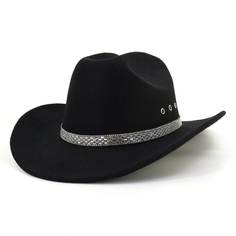 Chapeaux à large bord pour femmes et hommes, chapeau de Cowboy occidental en feutre, casquette Fedora, mode Simple, Fedoras Top Caps, nouveau 2024