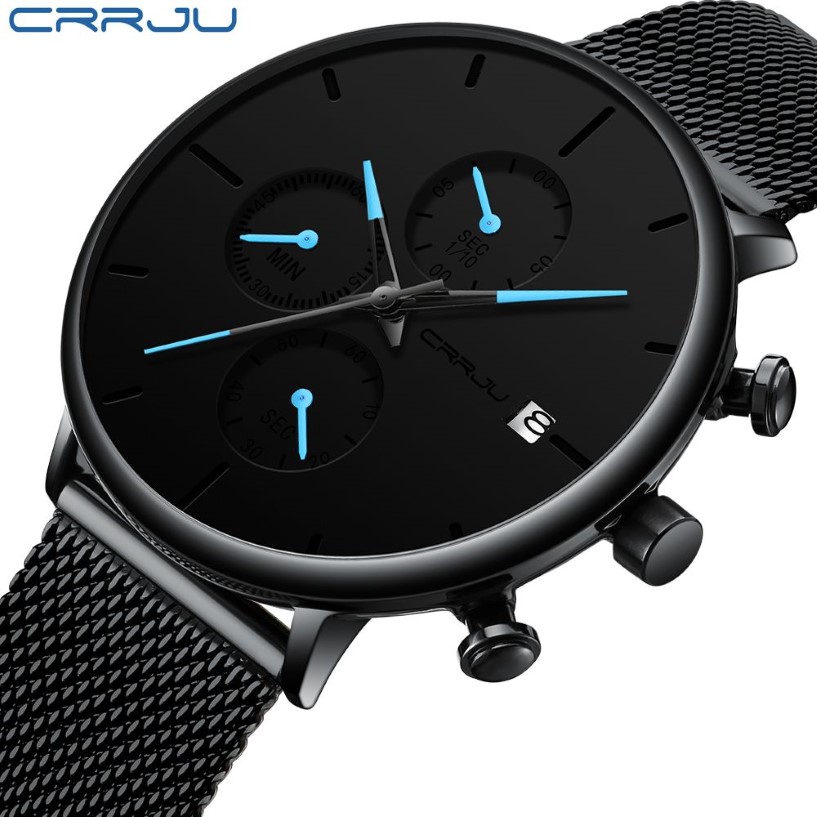 CRRJU Mode Datum Herren Uhren Top Brand Luxus Wasserdichte Sport Uhr Männer Schlanke Zifferblatt Quarzuhr Casual Relogio Masculino233G