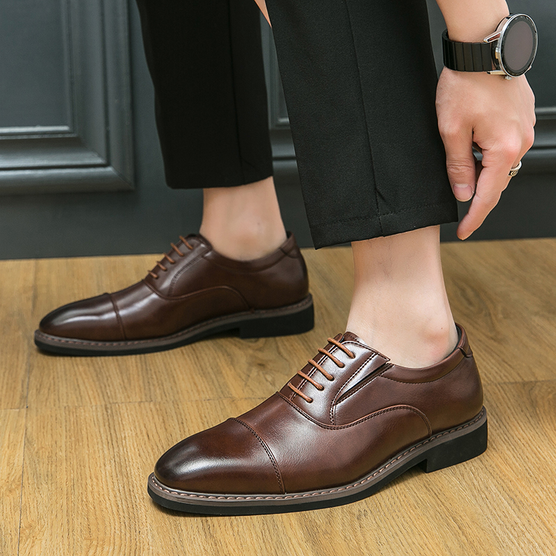 Mens Casual Business Shoes Lace-Up bekväm Oxford Fashion Work Shoes Outdoor Walking Brogues Skor för män Formella skor Plus Size: 38-46