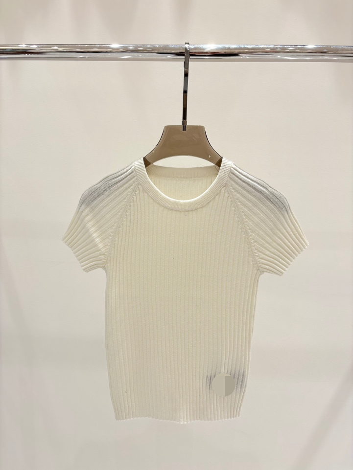 3002 2024 Spring Summer Märke Samma stil Tröja Svartrosa Vit Kort ärm Crew Neck Womens kläder Högkvalitativa Kvinnor Shun