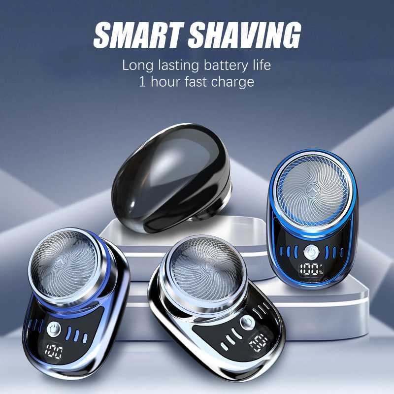 Electric Shavers Mini Electric Shaver Lämplig för män Bilsakapparat med digital skärm tvättbar trådlös resväska ansiktsskägg trimmer 240322