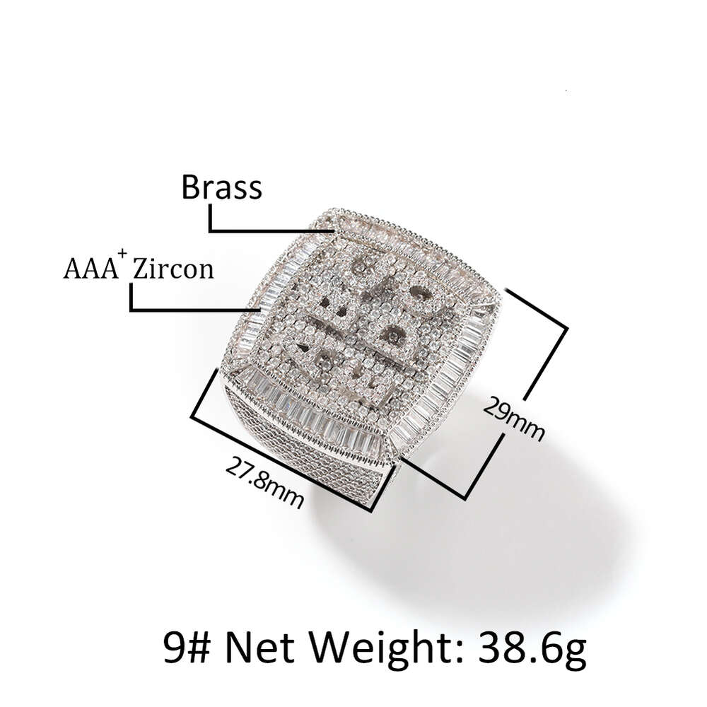 THE BLING KING – bague personnalisée avec 1 à 9 lettres, zircone cubique glacée, nom personnalisé, bagues de fête, bijoux hip hop pour hommes et femmes