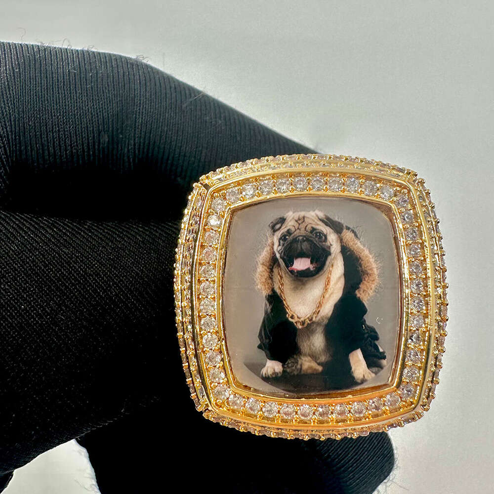 Custom Photo Ring for Men Iced Out Prong Setting Hip Hop Jewelry 2023 Trend