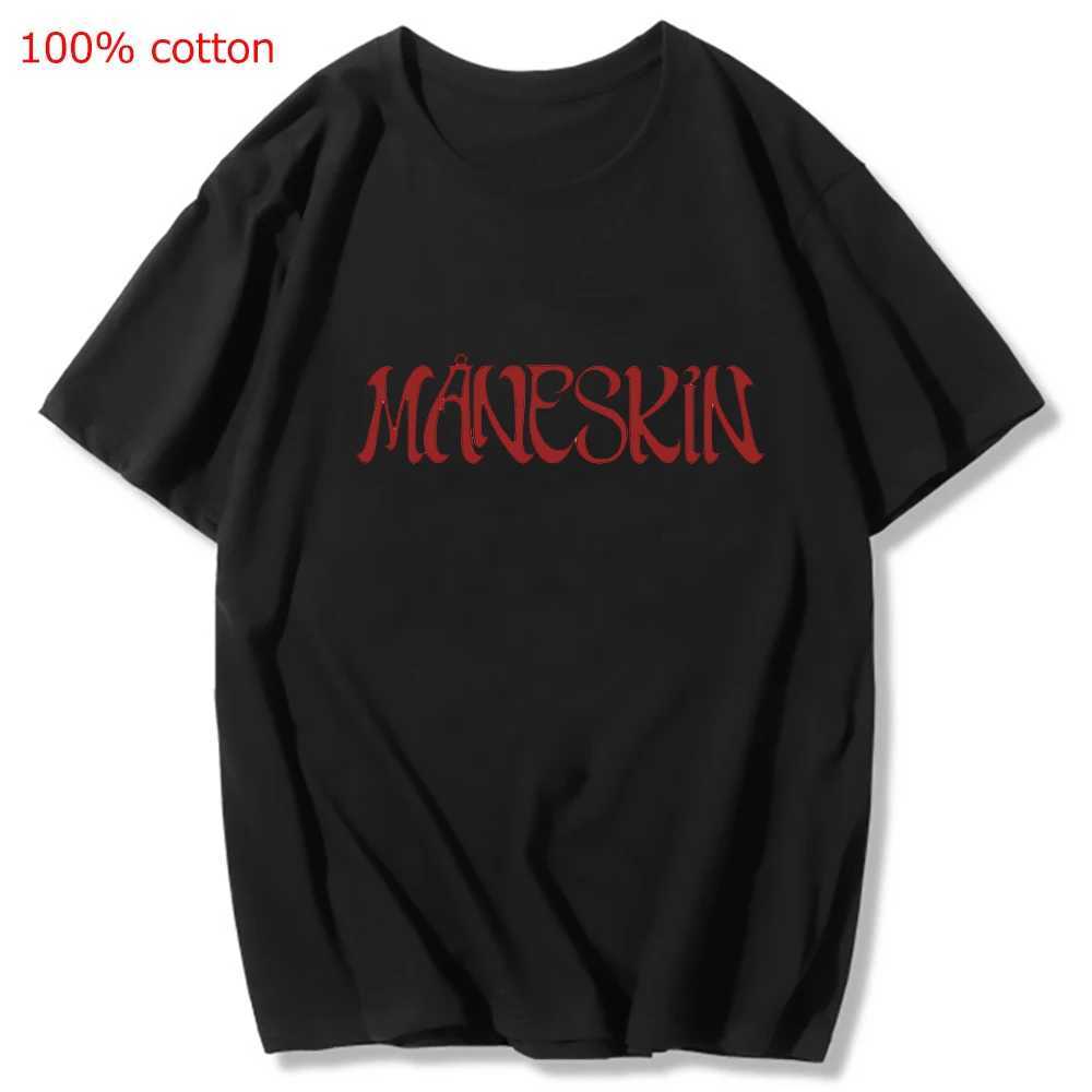 Kadınlar T-Shirt Maneskin T-Shirt Kadınlar Sıradan Hip-Hop Top O-Gell Tshirt Harajuku Kawaii T-shirt Gotik Erkek Tişört Önemsiz Giyim Y2K Estetiği 240323