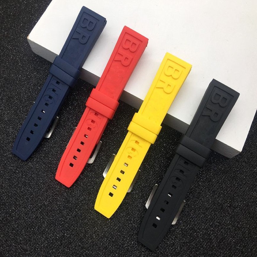 Watch Bands Nature Rubber Strap 22mm 24mm Black Blue Red Yelllow Watchband Bracelet For Band Logo On1253L