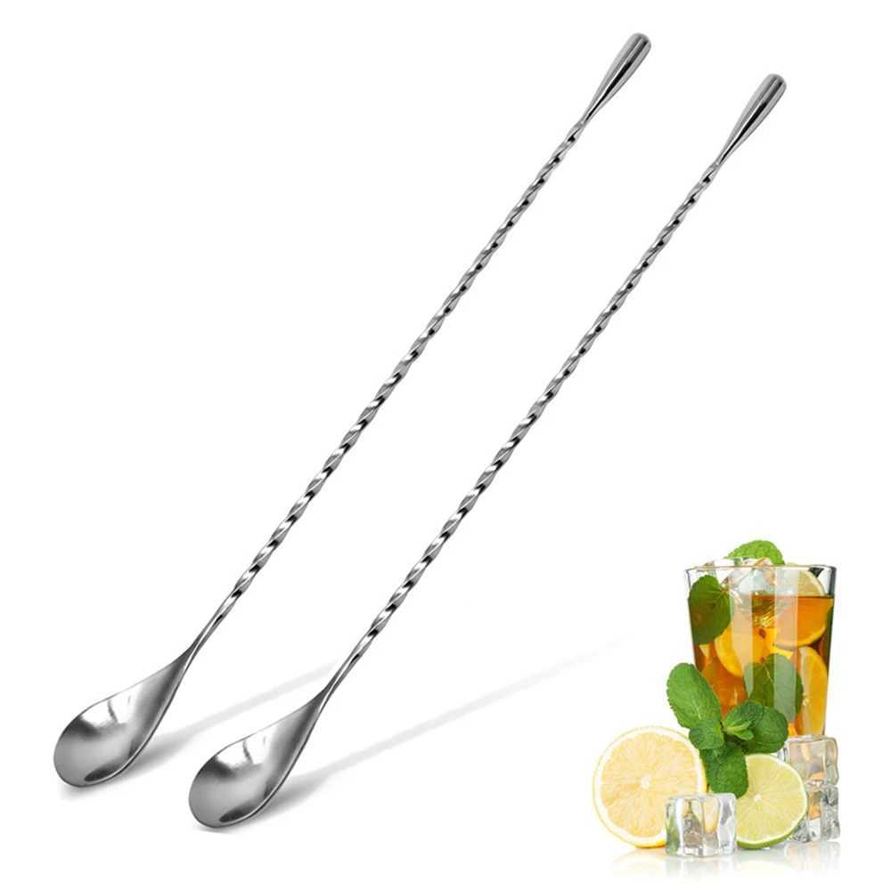 Bar Tools Long Handle Cocktail Stirrers Bartender Mixing Stick Spoon rostfritt stål Barman Kit Tillbehör Whisky Shaker Bar Kitchen 240322