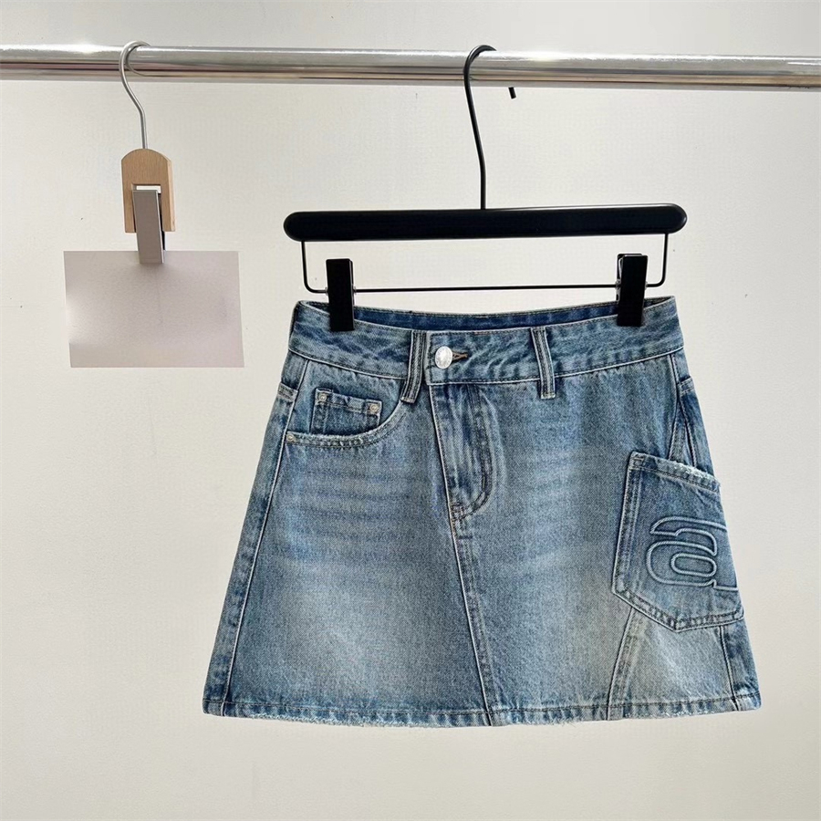 Dames designer rok denim korte jurk klassieke mode A-lijn rok strakke sexy gewassen zware blauwe stretch rok met zakken