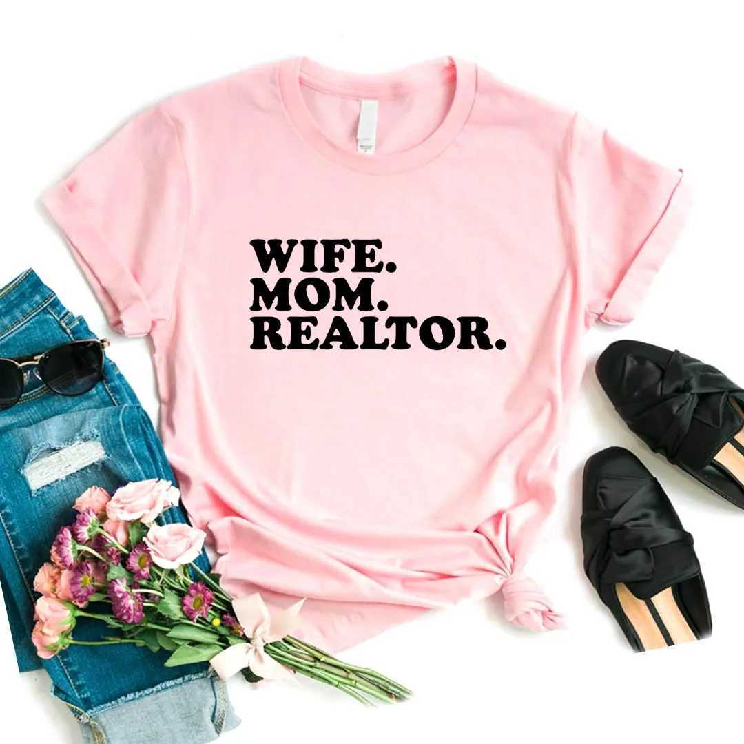 Women's T-Shirt Mom wife real estate printed womens T-shirt cotton casual funny T-shirt suitable for young women girls top tier T-shirt Hipster FS-317 240322