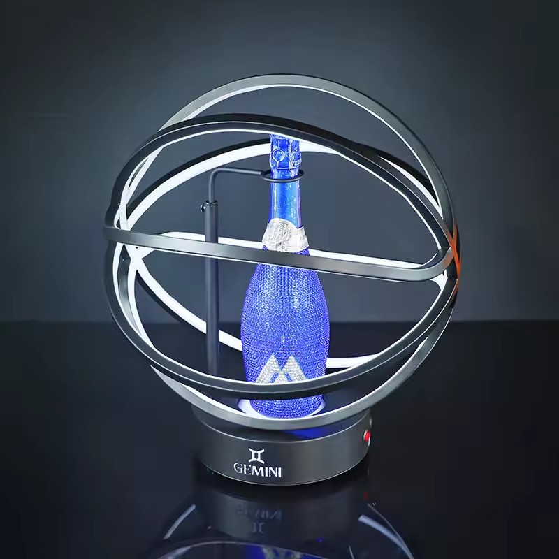 Nightclub Bar Globe Cage Shape Led VIP Wine Champagne Whisky Bottle Presenter Bottle Display Holder Glorifier Display Rack