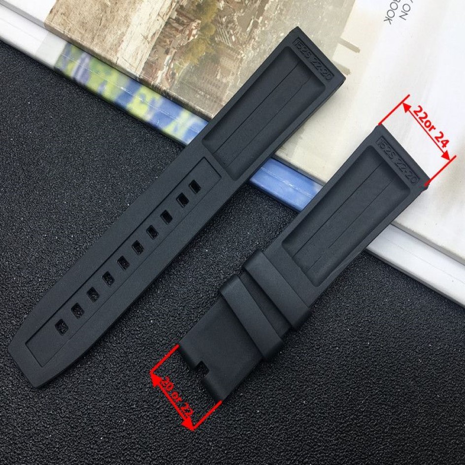 Watch Bands Nature Rubber Strap 22mm 24mm Black Blue Red Yelllow Watchband Bracelet For Band Logo On1253L