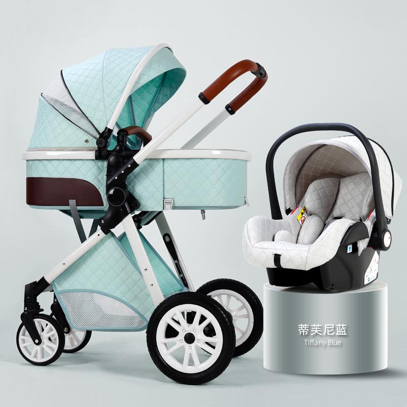 Passeggino Multifunzionale Deluxe Designer 3 in 1 Con Seggiolino Auto Passeggino Ad Alta Vista 0-12 Mesi Pieghevole Bidirezionale Portatile Con Un Tocco